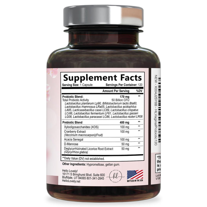 Vaginal Probiotics for Women - Vaginal PH Flora Feminine Health Balance Support - 50 Billion CFU Per Capsule, Odor Digestive Immune Support - Womens Probiotics Supplement with Cranberry - 120 Capsules