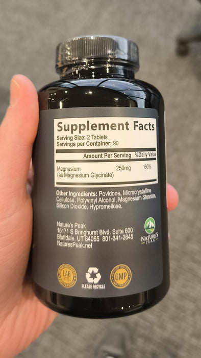 Magnesium Glycinate Chelated for Max Absorption - Supports Bone, Muscle, Nerves & Heart Health, Nature's Sleep and Stress Support, Best Magnesium Supplement Pills for Whole Body Support - 180 Tablets