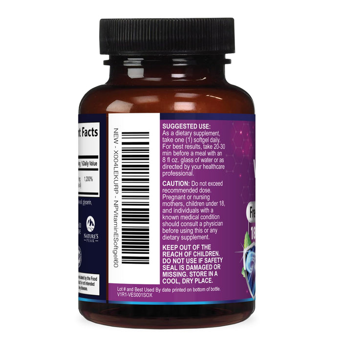 E Vitamin for Women and Men - 180 mg (400 IU) dl-Alpha - Effective Antioxidant Dietary Supplement - Hair, Skin, & Immune Health Support - Easily Absorbed Form, Non-GMO & Gluten Free - 60 Softgels