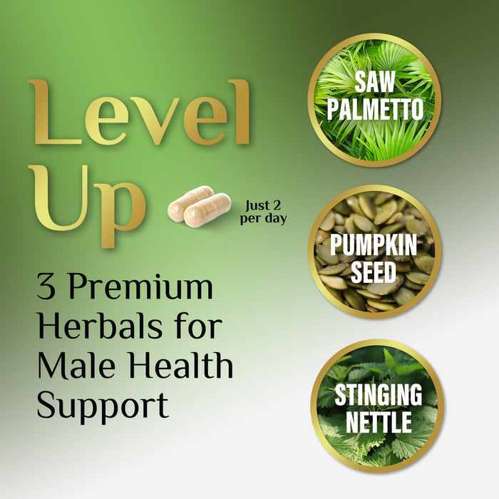 Saw Palmetto for Men Prostate Supplement - Potent 3X Formula with Stinging Nettle + Pumpkin Seed Extract for Men's Health, Herbal Prostate Supplement for Urinary Support, Bottled in USA, 120 Capsules