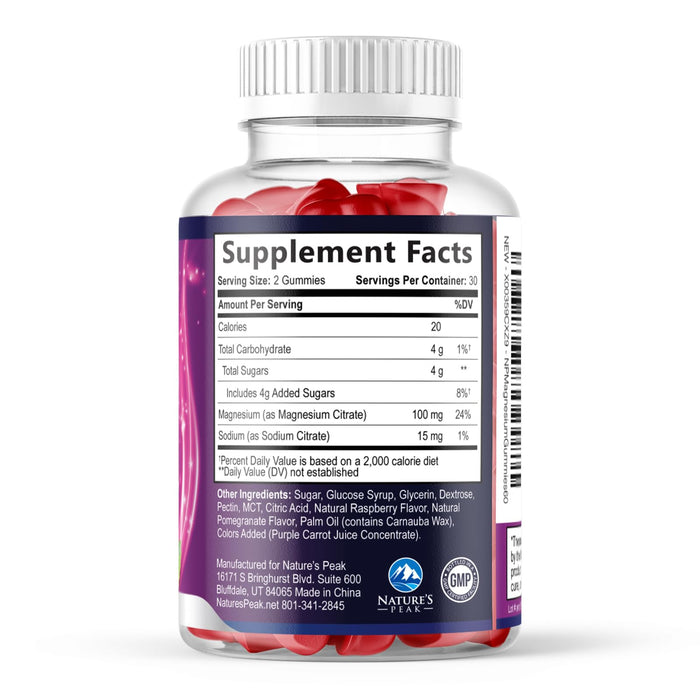 Magnesium Citrate Supplement Gummies - High Absorption Magnesium Gummy for Adults & Kids, Magnesio Citrate Supplements for Bone, Muscle Health, Heart Support, Vegan, Gluten Free, Non-GMO - 60 Gummies
