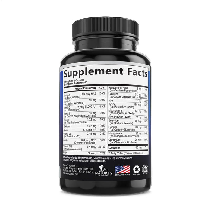 Multivitamin for Men - Vitamin A, C, D, E, Zinc, Calcium, Multivitamins for Immune Health Support, Vitamin B12, Men’s Daily Multivitamin Supplement Capsules, Non-GMO Mens Multi Vitamins - 120 Capsules