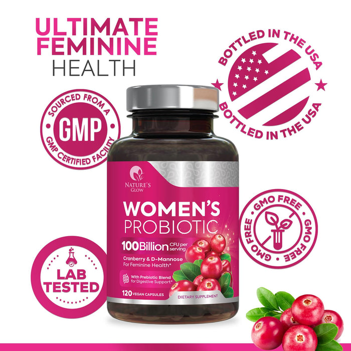 Probiotics For Women 50 Billion CFU - Women's Probiotic For Digestive Health 16 Unique Strains - Daily Vaginal PH Balance & Feminine Health Support, Womens Probiotic With Acidophilus - 120 Capsules