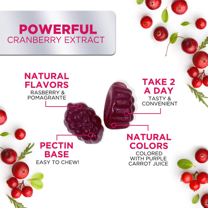 Cranberry Gummies 50:1 Cranberry Extract - Urinary Tract Support Made with 25,000mg, Helps Cleanse & Protect, Cran Berry Gummy Supplement + Vitamin C, Chewable Cran Pills for Women - 120 Gummies