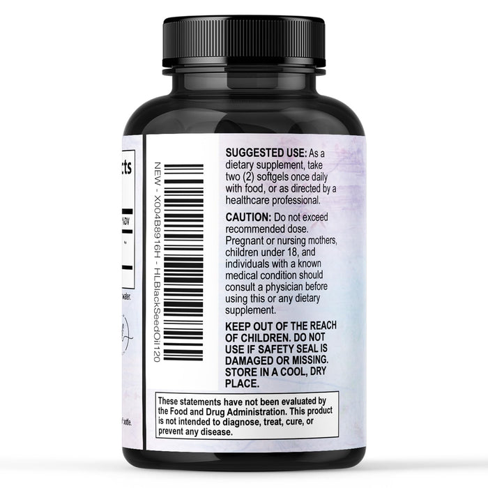 Black Seed Oil Softgels 1000mg - Premium Nigella Sativa Blackseed, Pure Natural Black Cumin Seed Oil & Antioxidant for Skin & Immune Support - Non GMO, Bottled in USA Supplement - 120 Softgels