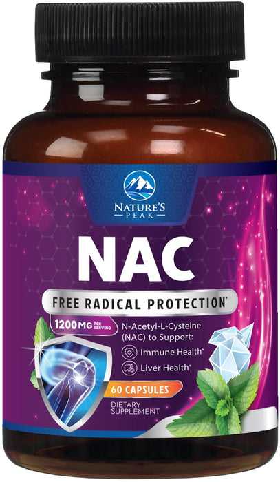 N-Acetyl Cysteine (NAC) 1200 mg â€“ Premium Antioxidant & Immune Support - Glutathione Precursor for Liver, Lung & Respiratory Support â€“ Nature's Fast Absorption, Non-GMO, Gluten-Free - 60 Capsules
