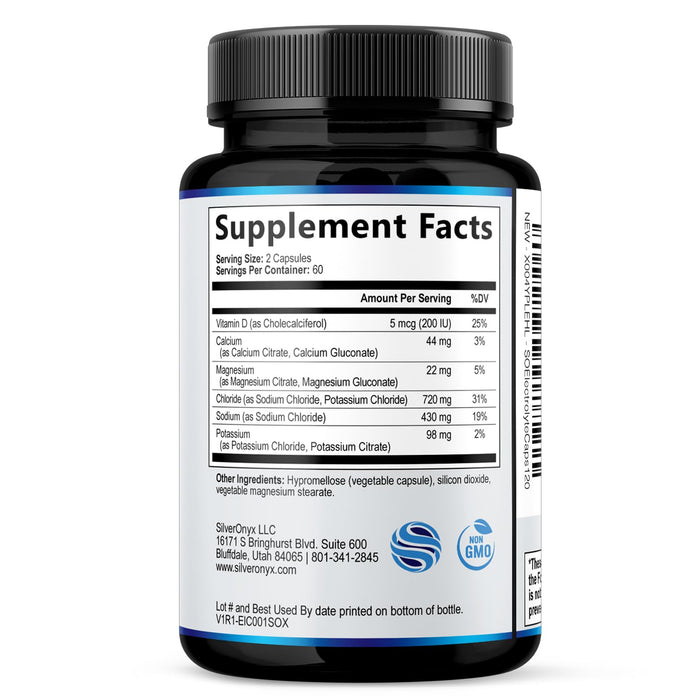 Electrolytes Supplement - Sugar Free, Advanced Hydration Complex with Sodium Chloride, Magnesium, Potassium, Calcium, Vitamin D3 - Best Hydrating Mineral Salt Pills - Vegan & Keto - 120 Capsules