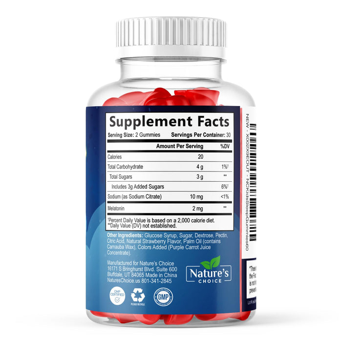 Kids Sleep Gummies 2mg - Children's Sleep Gummy with Melatonin, Non-Habit Forming, Works with Natural Sleep Cycle, Supports Peaceful, Restful Sleep, Calm & Drug-Free, Natural Berry Flavor, 60 Gummies