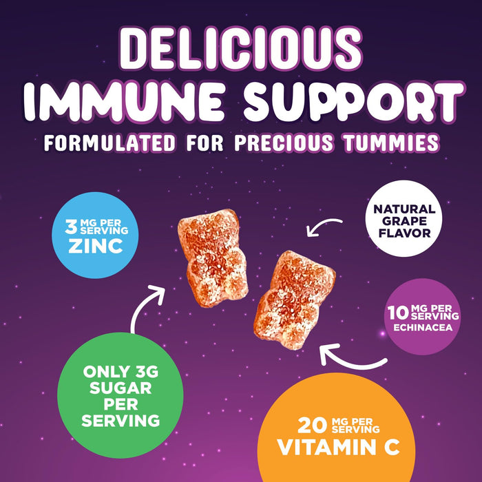 Kids Immune Support Gummies - Vitamin C, Zinc & Echinacea, Children's Daily Immune Health Support Gummy for Ages 4 and Up, Nature's Vitamins for Kids, Vegan & Non-GMO, Berry Flavor - 120 Gummies