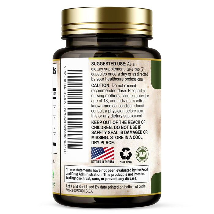 Saw Palmetto for Men Prostate Supplement - Potent 3X Formula with Stinging Nettle + Pumpkin Seed Extract for Men's Health, Herbal Prostate Supplement for Urinary Support, Bottled in USA, 120 Capsules