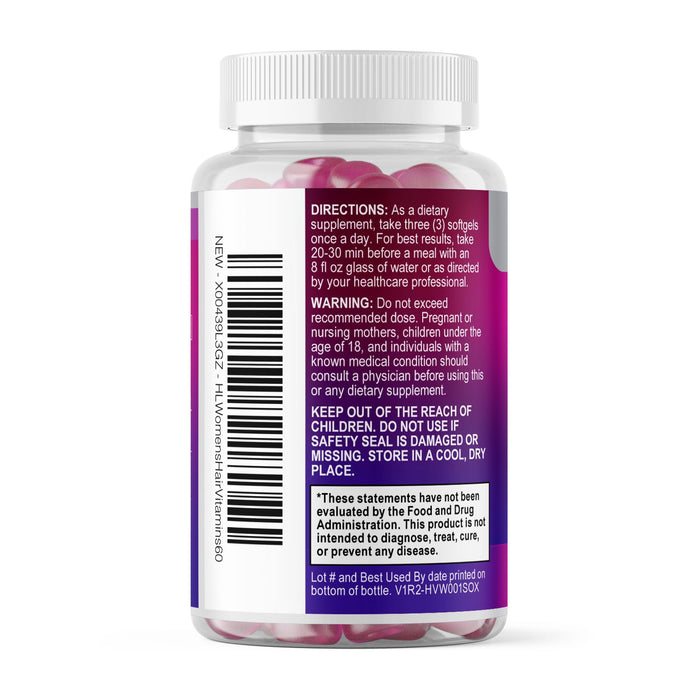 Hair, Skin & Nails Vitamins for Women - Biotin 5000mcg to Support Hair Growth with Argan Oil, Collagen & Hyaluronic Acid, Beautiful, Stronger Skin, Hair & Nails Vitamin Supplement - 60 Softgels