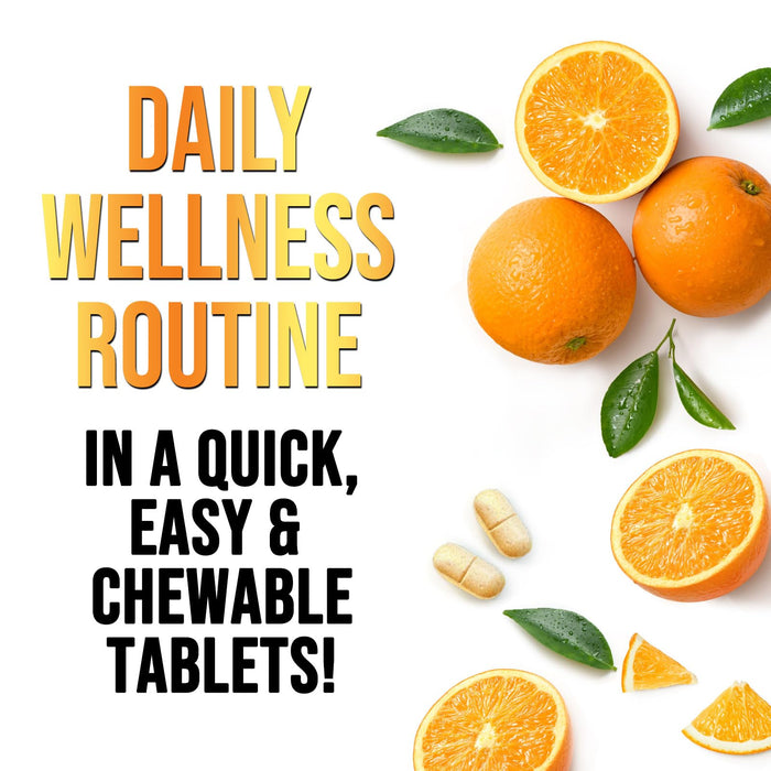 Vitamin C 1000mg Chewable Supplement - Extra Strength Immune Support Vitamin C Dietary Supplement with Rose HIPS, Nature's VitaminC Antioxidant Support, Natural, Vegan, Orange Flavor - 60 Tablets