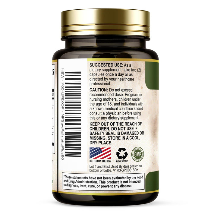 Saw Palmetto for Men Prostate Supplement - Potent 3X Formula with Stinging Nettle + Pumpkin Seed Extract for Men's Health, Herbal Prostate Supplement for Urinary Support, Bottled in USA, 60 Capsules