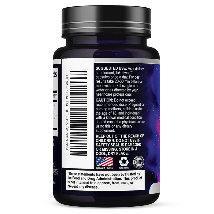 Colostrum For Women Supplement 1000mg 20% Immunoglobulins for Muscle, Skin & Hair Support - Gut Health Digestive & Immune Support - Bovine Colostrum Powder - Gluten Free & Unflavored - 60 Capsules
