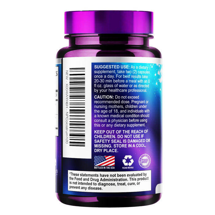 Colostrum Supplement 1000mg 20% Immunoglobulins for Gut Health, Immune Support, Muscle, Skin & Hair Growth, Bovine Colostrum Powder, Nature's Colostrum for Women & Men, Bottled in USA - 120 Capsules