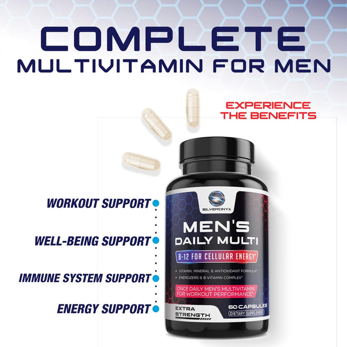 Multivitamin for Men - Vitamin A, C, D, E, Zinc, Calcium, Multivitamins for Immune Health Support, Vitamin B12, Men’s Daily Multivitamin Supplement Capsules, Non-GMO Mens Multi Vitamins - 60 Capsules