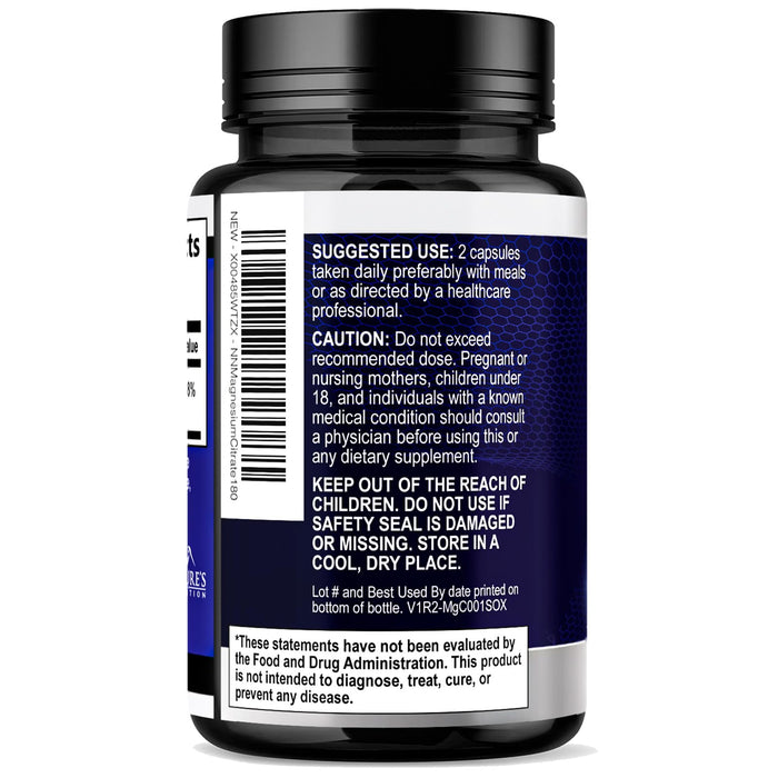 Magnesium Citrate Supplement 1000 mg for Best Absorption, Supports Bone, Heart Health, Nerves, Muscles, Metabolism & Calm, Nature's Pure Magnesio Vitamin Pills, Bottled in USA - 180 Capsules
