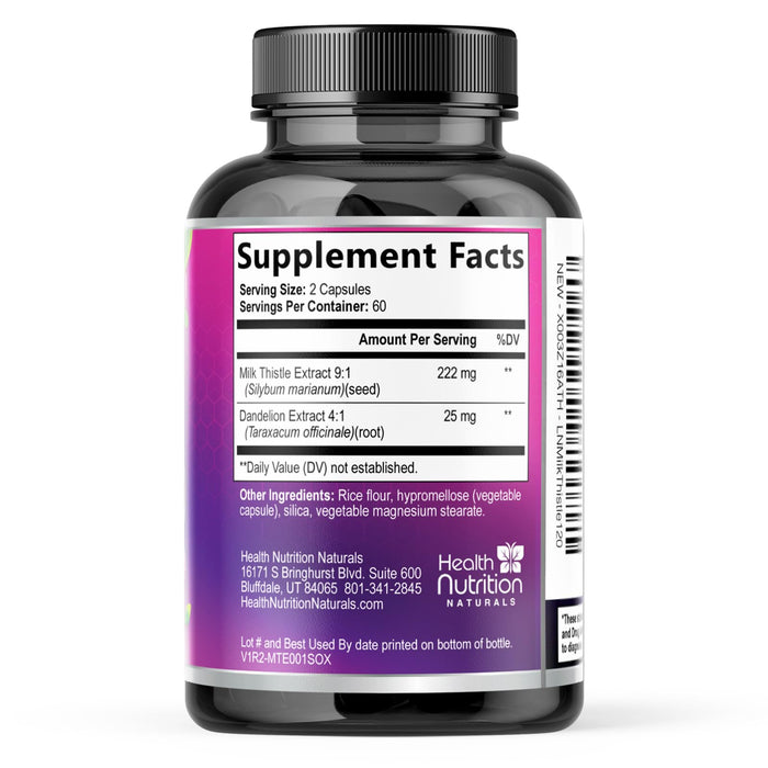 Milk Thistle Supplement - Liver Cleanse Detox & Repair Formula 1000mg with Dandelion - Nature's Herbal Milk Thistle Extract Supplements w/Silymarin Marianum, Supports Liver Health - 120 Capsules