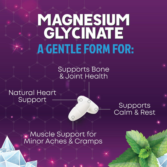 Magnesium Glycinate 250mg - 100% Chelated Magnesium for Max Absorption - Sleep Support, Muscle, Nerves, Bone & Heart Health Support, Best Mag Supplement, Vegan Non-GMO, 3rd Party Tested - 60 Tablets