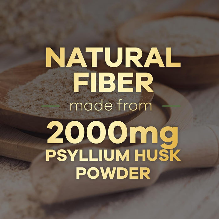 Psyllium Husk Fiber Supplement 1500mg, Natural Daily Soluble & Insoluble Fiber Pills, Psyllium Husk Powder Capsules Supports Digestion Colon Health & Regularity, Plant Based Supplement - 60 Capsules