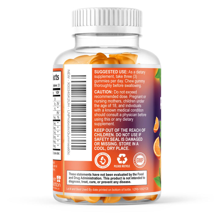Probiotic Gummies for Women & Men - 5 Billion CFUs Gut Health Support Gummy, Daily Probiotics Supplement for Digestive Health Gummy, Probiotic Strains for Immune Support, Non-GMO & Vegan - 60 Gummies