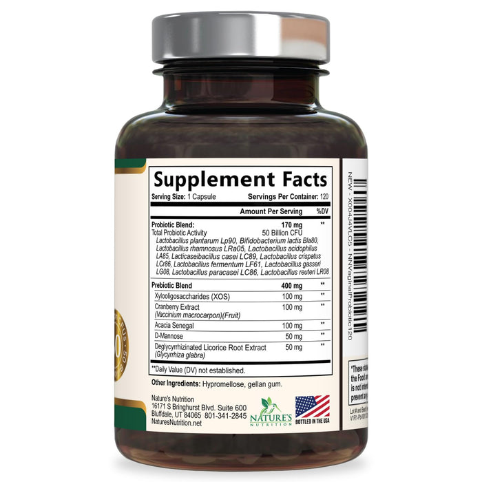 Vaginal Probiotics for Women - pH Balance, Digestive, UT & Feminine Health Support - 50 Billion CFU, 10 Probiotic Strains, Cranberry & Prebiotics - Vag Women Health Supplements - 120 Capsules