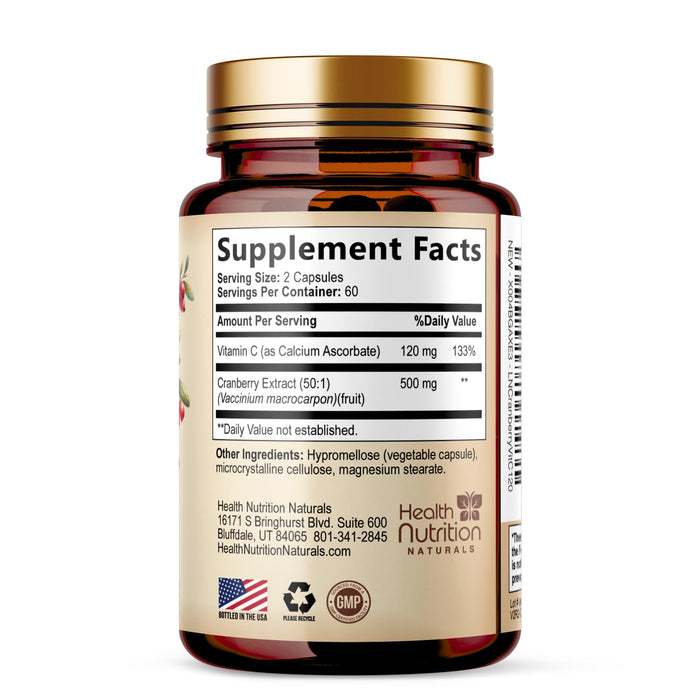 Cranberry Supplement Pills 25,000mg - High Potency Vitamin C Cranberry for Women & Men, Urinary Tract Health Support, Sugar Free, Gluten Free, Non-GMO, Cranberry Concentrate Extract - 120 Capsules