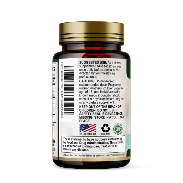 Omega 3 Fish Oil Triple Strength 1200 mg, Omega-3 Supplements, Natural Brain Heart Health & Immune Support - Fatty Acids with EPA & DHA - Wild Caught Purified Fish Oil Supplement - 120 Softgels