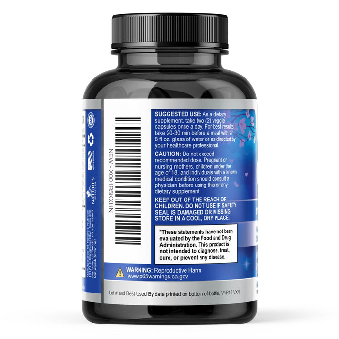 Natural Calm, Unwind & Relax Support with Ashwagandha, GABA, Magnesium, 5-HTP, L-Theanine & B Vitamins, Natural Focus, Energy & Immune Support - Nature's Non-GMO, Vegan, Gluten Free - 60 Capsules