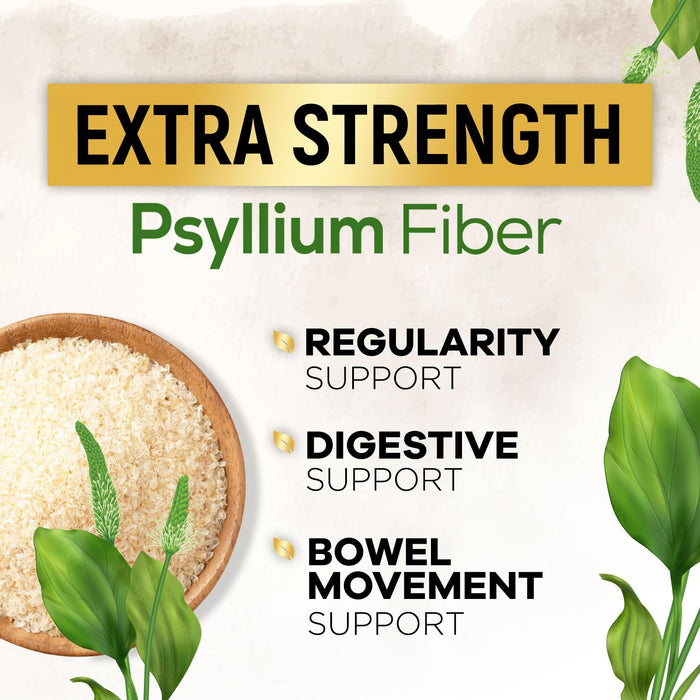 Psyllium Husk Fiber Supplement 2000mg, Natural Daily Soluble & Insoluble Fiber Pills, Psyllium Husk Powder Capsules Supports Digestion Colon Health & Regularity, Plant Based Supplement - 120 Capsules
