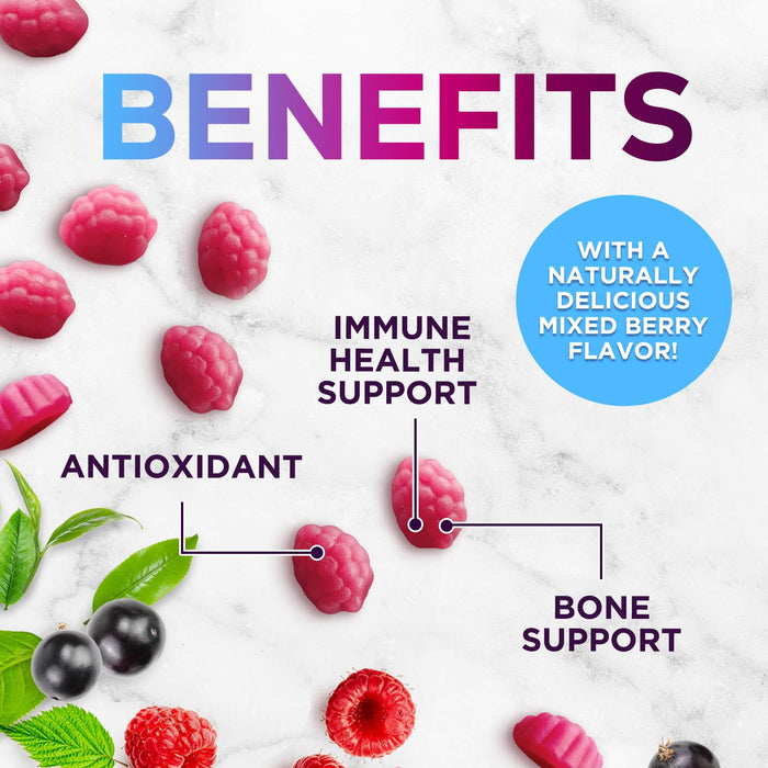 Zinc Supplement 50mg Gummies for Adults - Max Strength Skin Health & Immune Support Gummy, Vegan, Non-GMO & Gluten Free, Natureâ€™s Antioxidant & Bone Health Chewable Tasty Berry Flavor - 120 Gummies