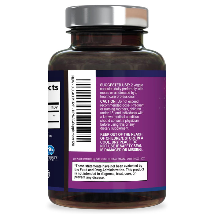 N-Acetyl Cysteine (NAC) 1200 mg – Premium Antioxidant & Immune Support - Glutathione Precursor for Liver, Lung & Respiratory Support – Nature's Fast Absorption, Non-GMO, Gluten-Free - 120 Capsules