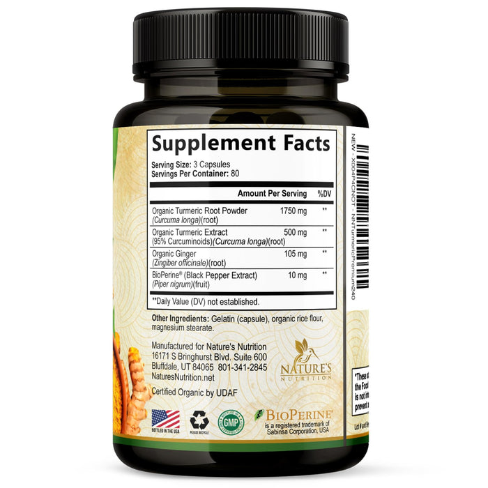 Turmeric Curcumin 1750mg with Organic Turmeric & Ginger – 240 Capsules
