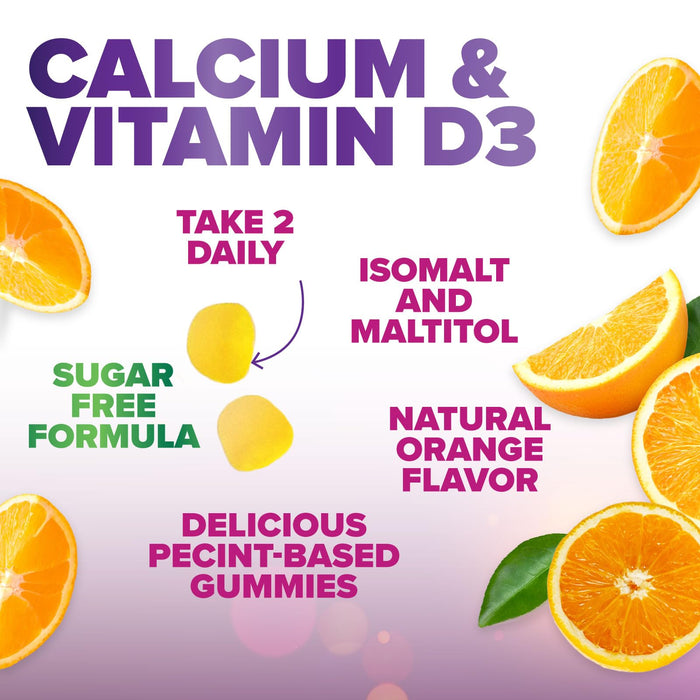 Chewable Calcium Supplements for Women & Men - Sugar Free Calcium with 400 IU Vitamin D3 Gummy for Bone, Teeth, & Immune Health Support - Non-GMO, Berry Flavored, Daily Vitamins Chews - 120 Gummies