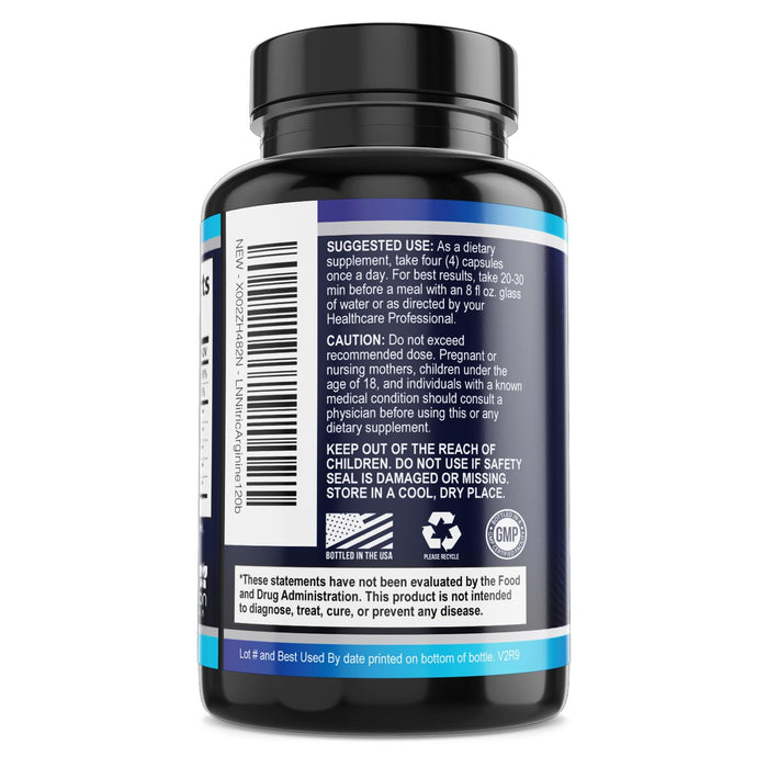Extra Strength Nitric Oxide Supplement 3X Strength L Arginine, Citrulline Malate, AAKG, Beta Alanine - Premium Muscle Supporting Nitric Booster - Natural Energy & Heart Health Support - 120 Capsules