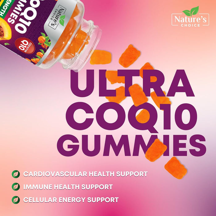 CoQ10 100mg Gummies - 3X Better Absorption, Antioxidant for Heart Health Support & Energy Production, Ultra Coenzyme Q10 Vitamins, Co q 10 Supplement, Dietary Supplement, Non-GMO - 30 CoQ10 Gummies