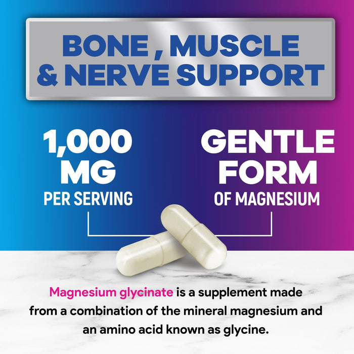 Magnesium Glycinate Pure 1000 mg Chelated – 120 Capsules