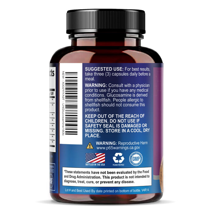 Glucosamine Chondroitin MSM 2100mg Complex - Joint Health Supplement with Turmeric & Boswellia - Quercetin for Cartilage, Flexibility & Mobility - Triple Strength Glucosamine Sulfate - 180 Capsules