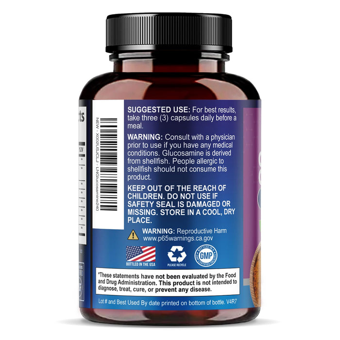 Glucosamine Chondroitin MSM 2100mg Complex - Joint Health Supplement with Turmeric & Boswellia - Quercetin for Cartilage, Flexibility & Mobility - Triple Strength Glucosamine Sulfate - 240 Capsules