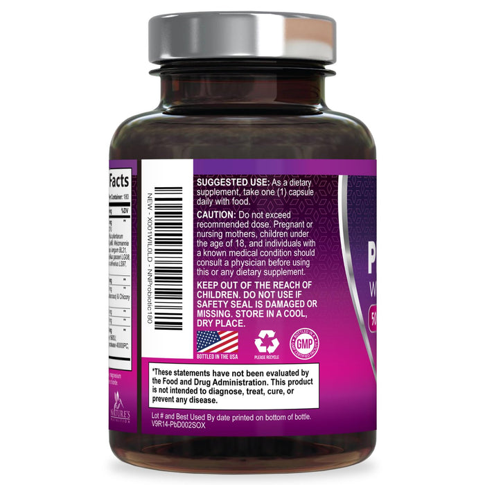 Probiotics 60 Billion CFU per Serving - 10 Strains + Prebiotics - Digestive Health, Gut & Immune Support - Supports Occasional Constipation, Gas & Bloating for Women & Men Shelf Stable - 180 Capsules