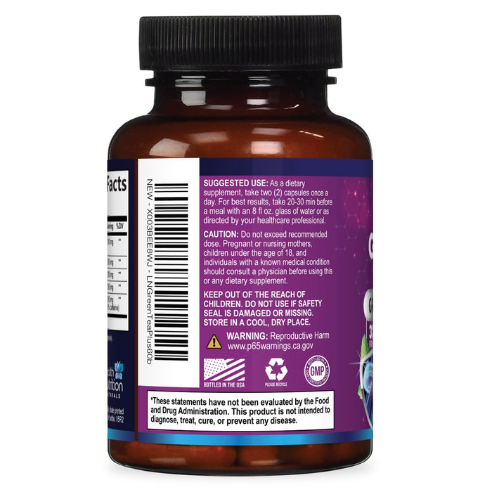 Green Tea Extract Pills - 98% Standardized EGCG 1300mg 3X Strength for Natural Energy - Supports Heart & Antioxidant Health Herbal & Immune Support Supplement Polyphenols & Catechins - 60 Capsules