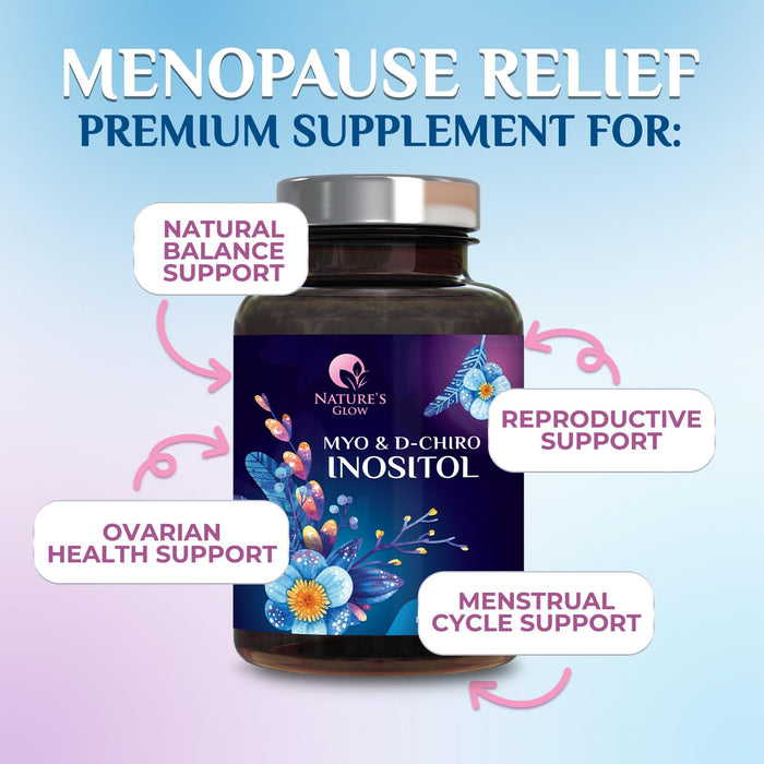 Myo-Inositol & D-Chiro Inositol 1025mg - 40:1 Ideal Ratio for Ovarian Support, Vegan Myo & D Chiro Supplement for Women's Natural Balance and Hormone Support, Vitamin B8, Non-GMO - 120 Capsules