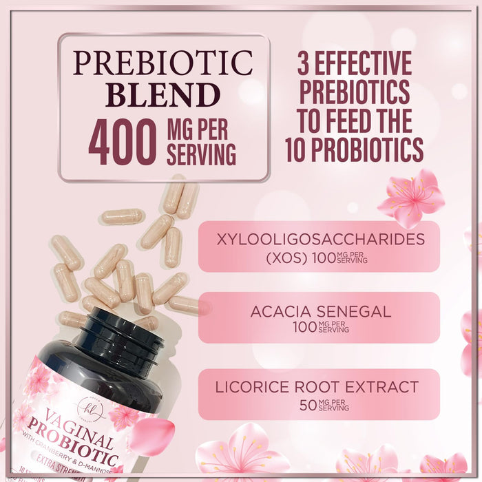 Vaginal Probiotics for Women - Vaginal PH Flora Feminine Health Balance Support - 50 Billion CFU Per Capsule, Odor Digestive Immune Support - Womens Probiotics Supplement with Cranberry - 120 Capsules