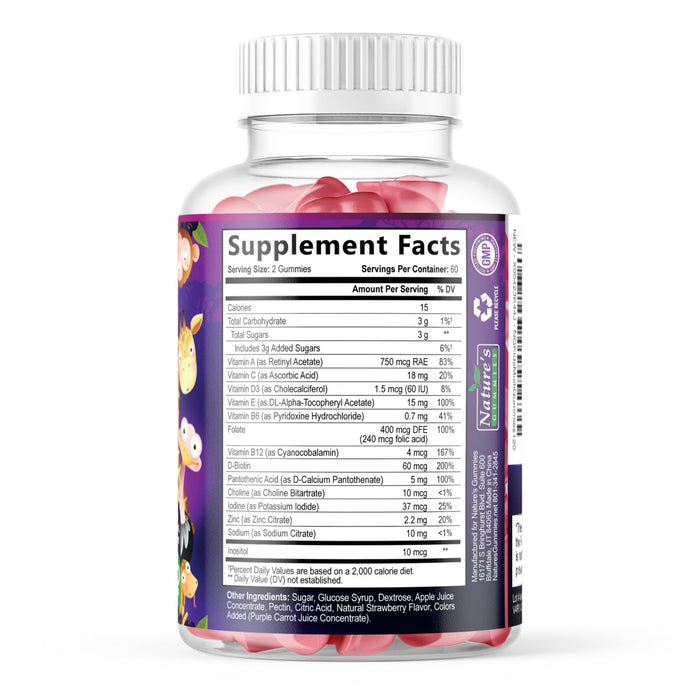 Multivitamin for Kids Gummies with Vitamin C, D3 & Zinc for Children's Immune Support - Chewable, Daily Kids Multi Vitamin Gummy, Non-GMO, Gluten Free, Natural Strawberry Flavor - 120 Gummies