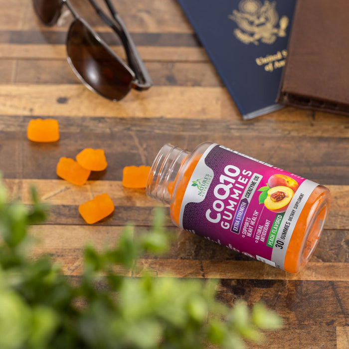Nature's Nutrition CoQ10 Gummies 100mg â€“ High Absorption Coenzyme Q10 Supplement for Heart Health, Energy & Antioxidant Support â€“ Peach Flavor Gummy, Vegan, Non-GMO, Gluten Free â€“ 30 Count