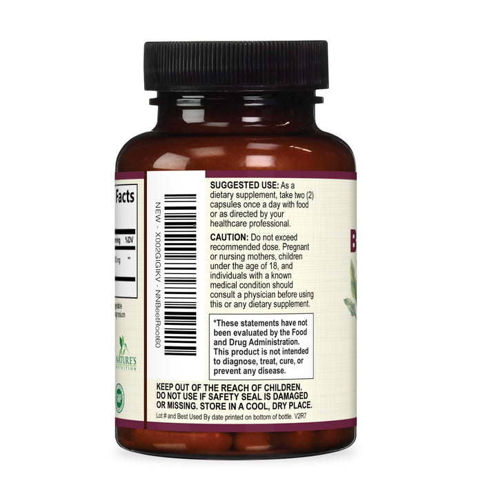 Beet Root Capsules 1300mg - Extra Strength Red Beetroot Powder Supplement – Supports Nitric Oxide Production, Heart Health & Natural Energy – Non-GMO, Vegan, Gluten Free – 60 Veggie Capsules