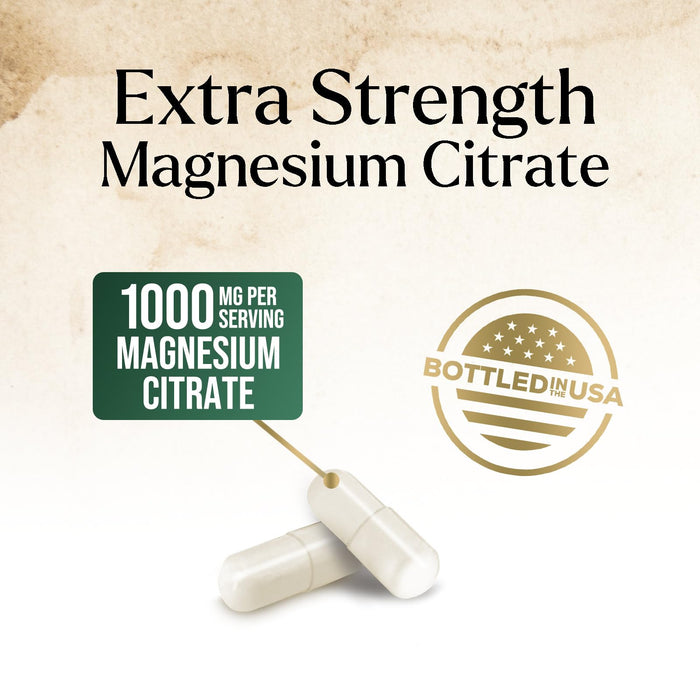 Magnesium Citrate 1000mg - High Absorption Magnesium Supplement Supports Muscle, Bone, Nerve & Heart Health - Extra Strength Magnesio Complex Pills - Non-GMO, Premium Energy Formula - 240 Capsules