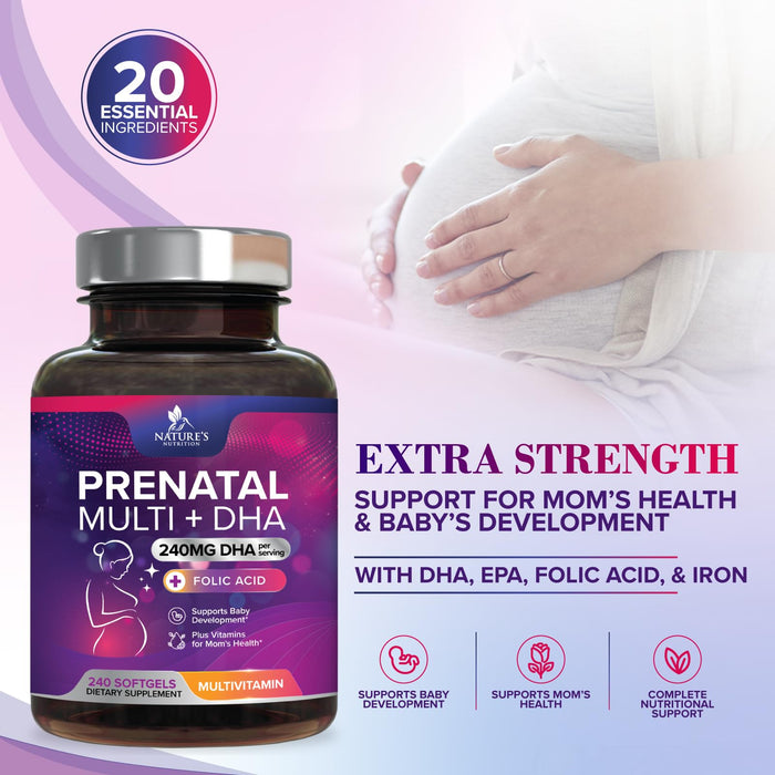 Prenatal Vitamins with Folic Acid & DHA – 240 Softgels
