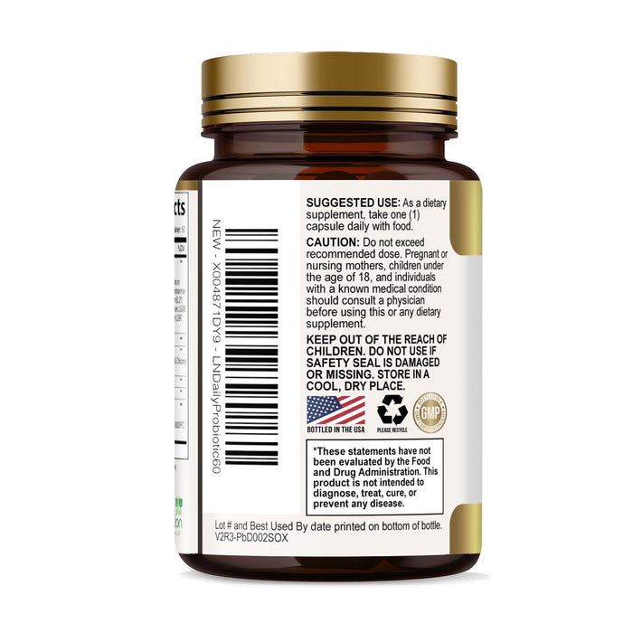 Probiotics 60 Billion CFU + 10 Strains - Daily Probiotic Lactobacillus Blend for Immune, Digestive & Gut Health Support, Prebiotics and Probiotics, Gas & Bloating for Women & Men - 60 Capsules