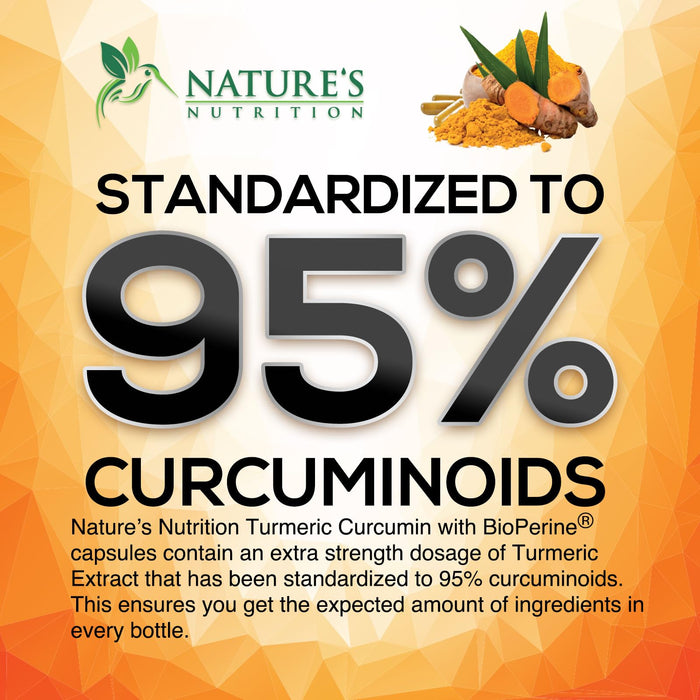 Turmeric Curcumin Supplement with BioPerine 95% Curcuminoids 2600mg with Black Pepper for Best Absorption, Bottled in USA, Best Natural Vegan Joint Support, Nature's Non-GMO Tumeric - 120 Capsules